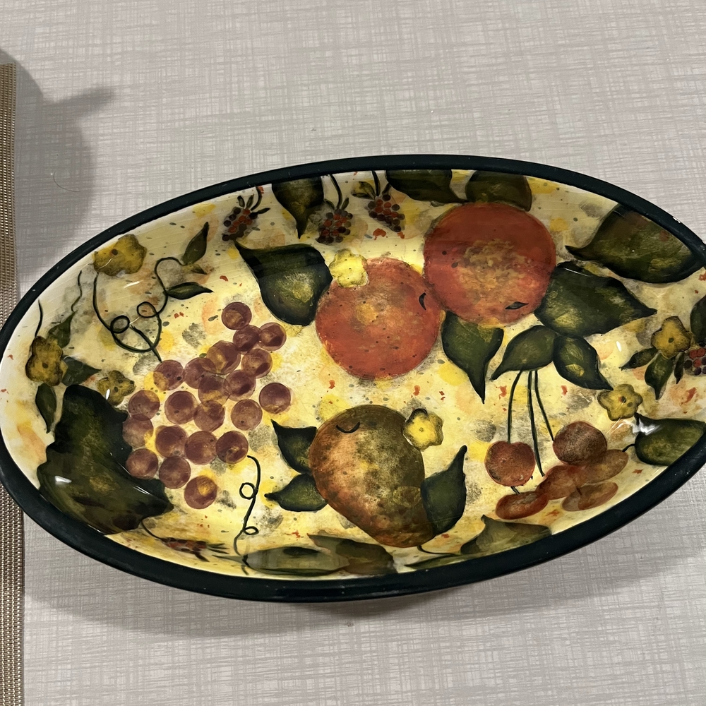 Fruit Pattern Oval Bowl